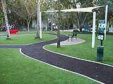 Park with bonded rubber walkways